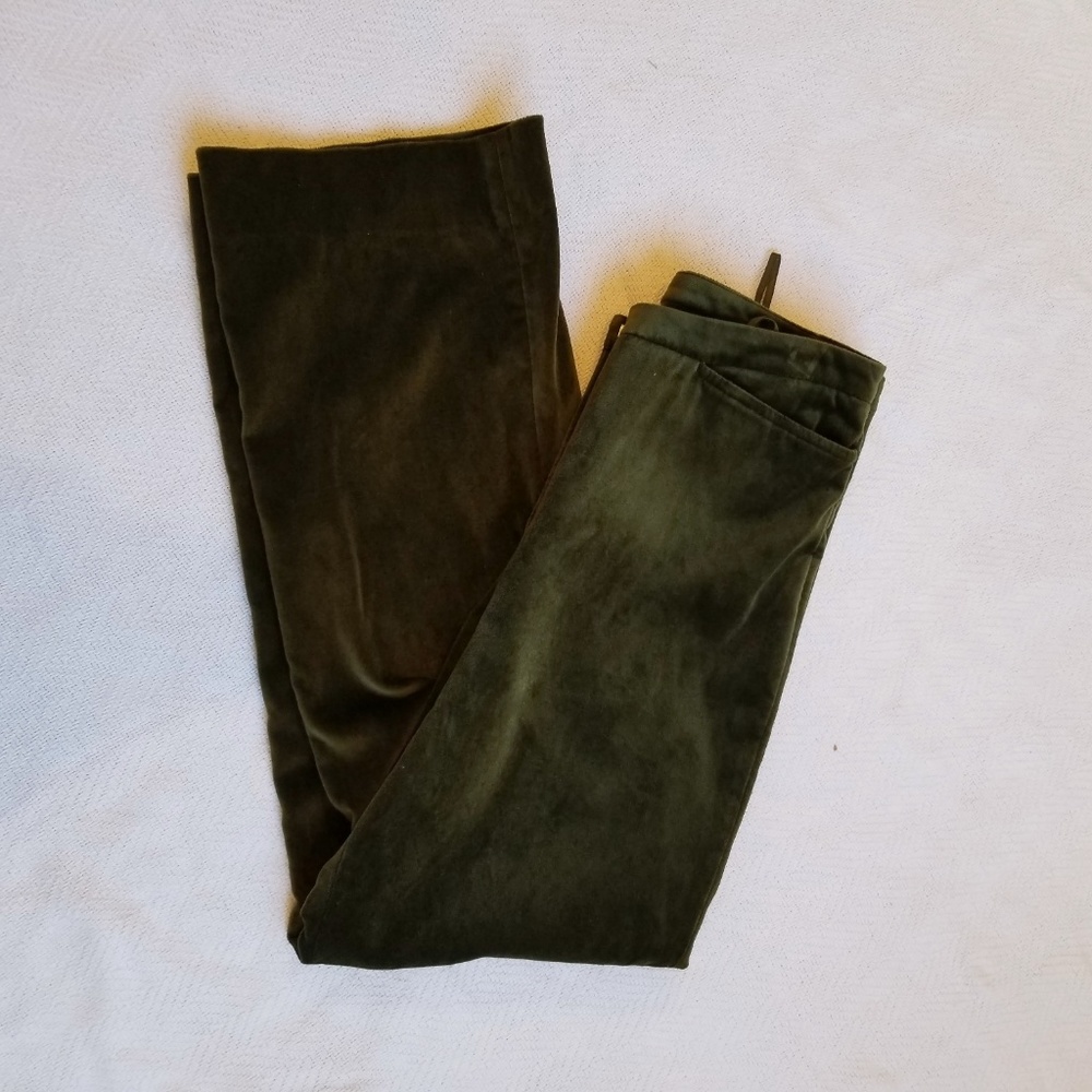 SOLD! Cambio Moss Green Velvet High-Waisted Pant